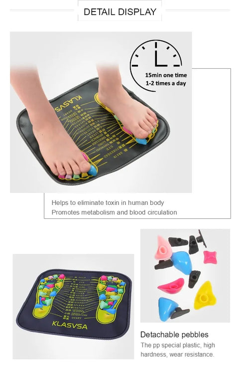Reflexologia para dores nas pernas e nos pés ao caminhar, tapete massageador, cuidados de saúde, almofada de acupressão, massageador