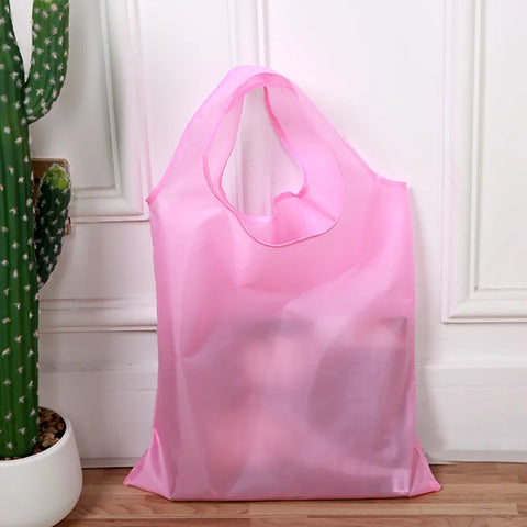 Bolsa de compras Color sólido Respetuoso del medio ambiente Plegable Reutilizable Bolso de hombro portátil Poliéster para comestibles de viaje