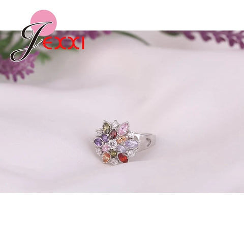 Jewelry Finger Accessories Fashion 925 Sterling Silver Colorized Flower Shape Rings Wholesale