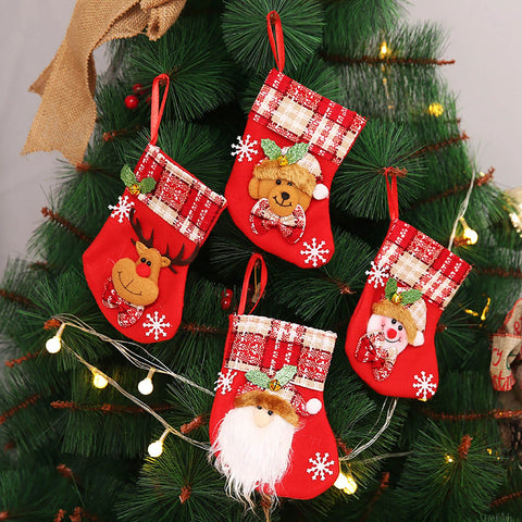 Stocking-shaped Christmas Bag Ideal for Decorating Fireplaces or Christmas Trees