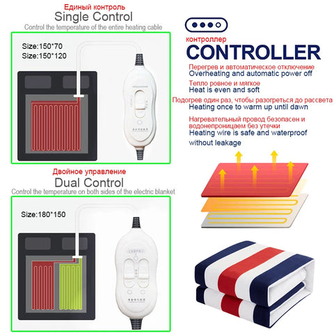 Cobertor de aquecimento elétrico termostato automático corpo duplo aquecedor cama colchão elétrico aquecido tapete aquecedor