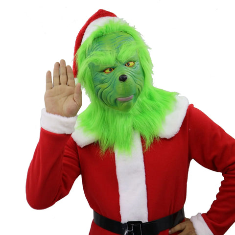 Grinch Latex Mask and Gloves Halloween or Christmas Costume