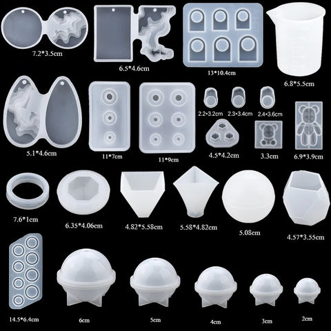 Casting Molds Set Silicone UV Casting Tools Kits Resin Casting Molds For Jewelry Making DIY