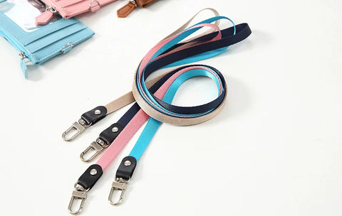 Leather Credit Card Holder with Neck Lanyard unisex Multi-card Coin Money Key Card Wallet Student Bus ID Card Bags Purse Bag