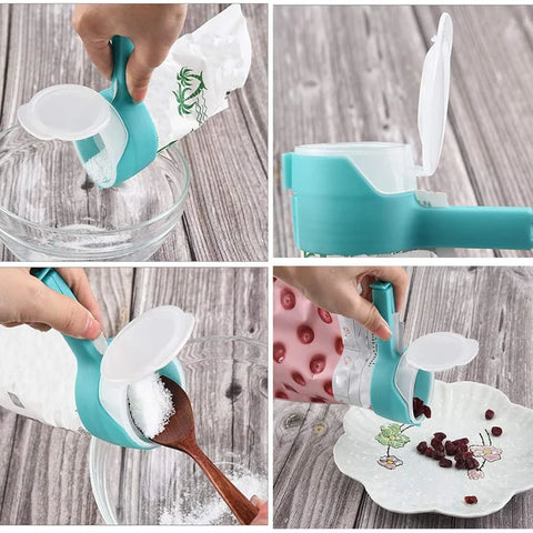 Food Storage Bag Sealing Clips Plastic Cap Sealer Clip With Pour Spouts Snack Candy Storage Fresh Clamp Kitchen Organizer