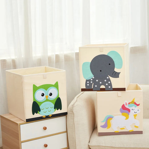 Foldable Embroidery Animal Cube Storage Box Oxford Fabric Kids Toys Organizers