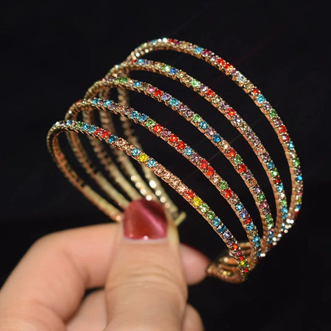 Pulsera de cristal ajustable con apertura en el puño para mujer