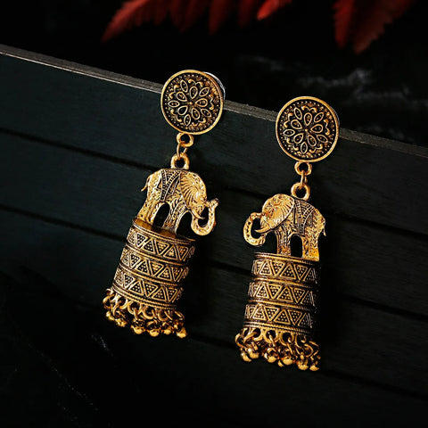 Ethnic Style Oxidized Jewelry Color Afghan, Long Tassel Bead Peacock Indian Earrings