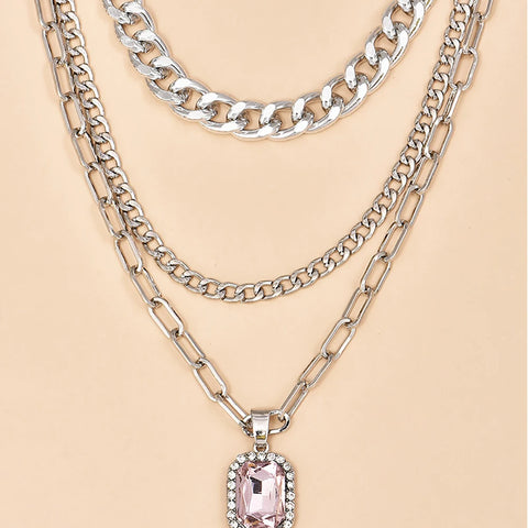 Female Necklaces  Silver-plate Color Multi-layer Chain Necklace