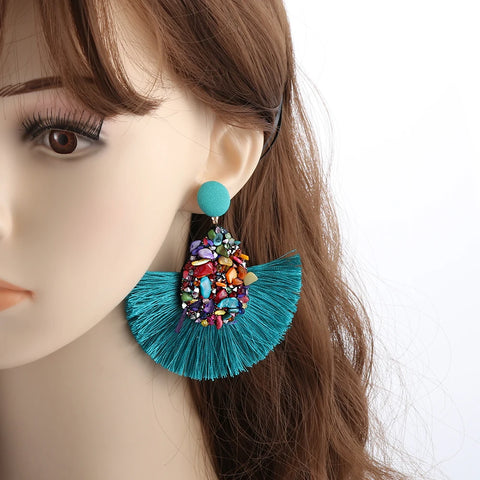 Pendientes colgantes con lentejuelas y cristales brillantes de colores