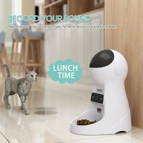 3L Automatic Pet Feeder With Voice Record Pets Food Bowl For Medium Small Dog Cat LCD Screen Dispensers 4 Times One Day