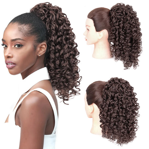 Synthetic Hair Drawstring Puff Ponytail Kinky Curly Clip-in Extension