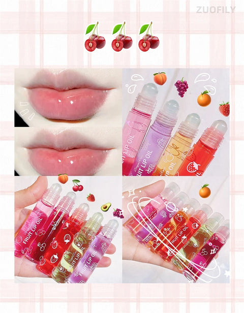 Frutas frescas roll-on bálsamo labial maquiagem primer hidratante claro transparente lipoil longa duração hidratante brilho labial cosméticos