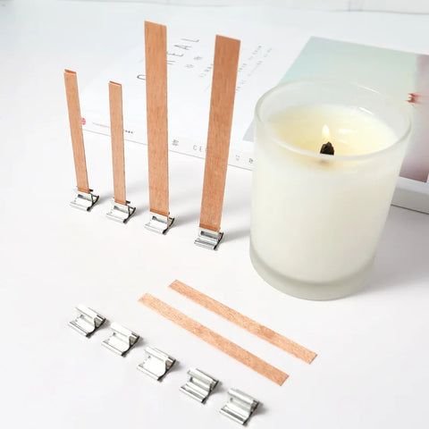 20PCS Natural Wood Wax Wick DIY Candle Material Soy Wax Aromatherapy Smokeless Environmental Protection Wood Chip Wick Holder