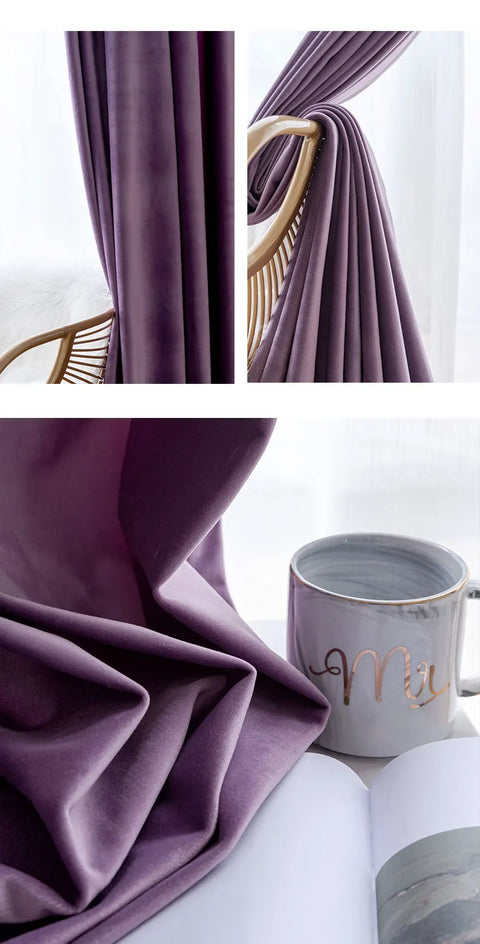 Nordic Curtains for Living Dining Room Bedroom Light Luxury Velvet European Style