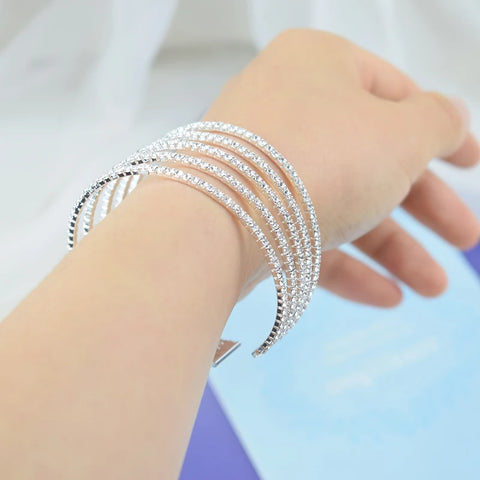 Pulsera de cristal ajustable con apertura en el puño para mujer