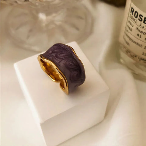 925 Sterling Silver Rings French Vintage Inlaid Gold Plated Fine Jewelry