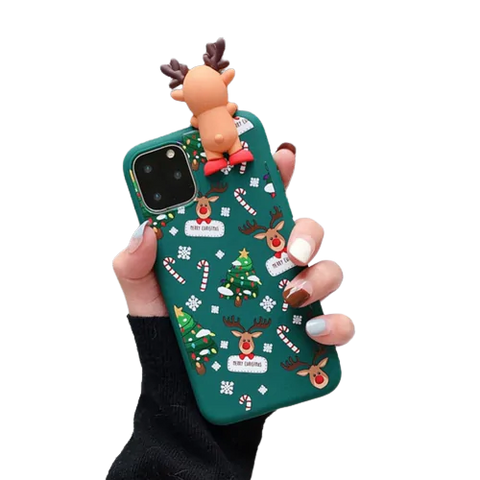 Funda de silicona para teléfono con diseño navideño