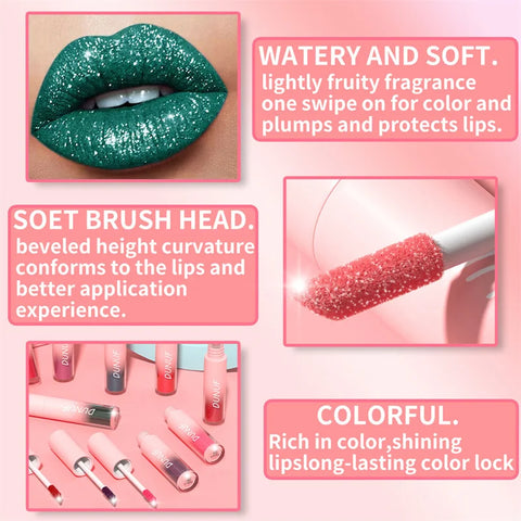 Brillo de diamante resistente al agua, brillo de labios reluciente, 18 colores, lápiz labial líquido con brillo mate, brillo de labios de Color perla de diamante, maquillaje Sexy