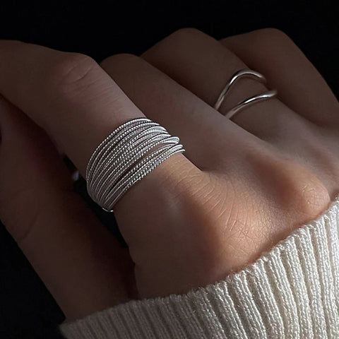 Modern Adjustable Stainless Steel Gold and Silver Rings