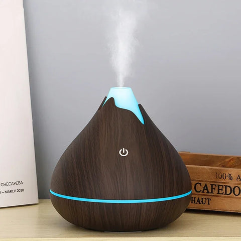 Wood Aromatherapy Essential Oil Diffuser 350ML  Remote Control Humidifier Cool with 7 Color LED Light