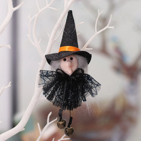 Muñecos de tela pequeños de bruja fantasma, adornos colgantes de Halloween, araña de malla, colgantes de pared de árbol, decoración de jardín, accesorios de fiesta DIY