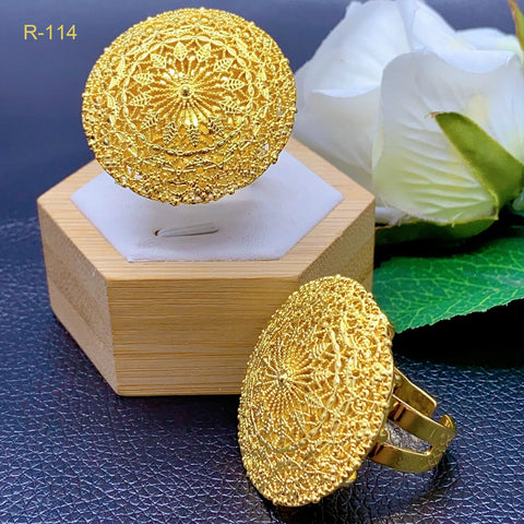 African Jewelry 24K Gold Color Large Women Rings