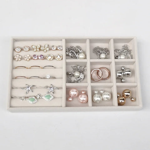 Soft Velvet Stackable Jewelry Tray Case Jewelry Display Storage Box Portable Ring Earrings Necklace Organizer Box Jewelry Holder