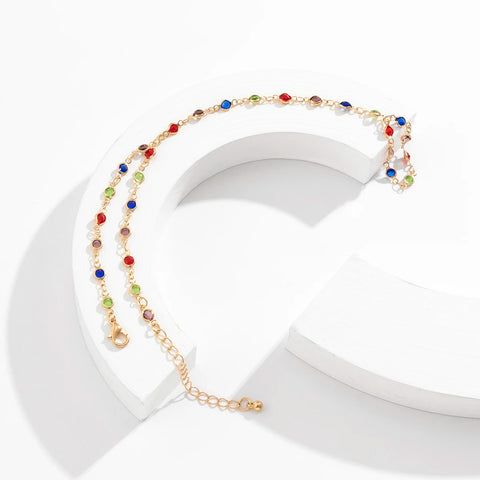 Pulseira de dedo de cristal simples criativa para mulheres correntes de elos de cor dourada conectando pulseiras de arnês de mão