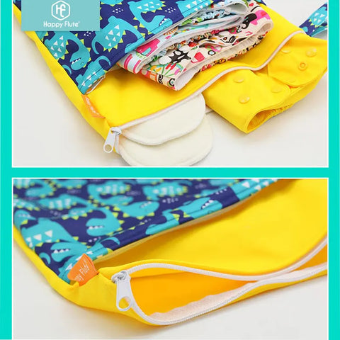 1PC Reusable Waterproof Fashion Prints Wet Dry Diaper Bag Double Pocket Cloth Handle Wet bags 30*40CM Wholesale