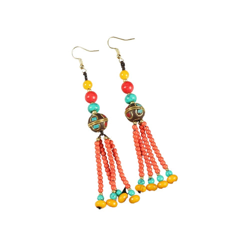 Nepal Tibetan Braided Earrings for Women Ethnic Style Long Tassel Drop Earring Tibet Exotic