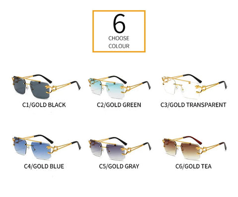 Rimless Square Double Bridge Sunglasses Fashion