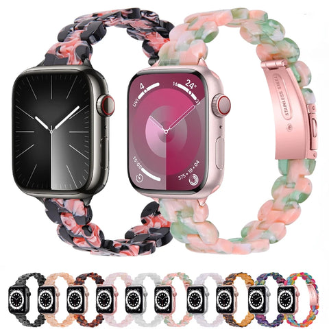 Pulseira de resina fina para apple watch band pulseira feminina correa iwatch 6 5 4 se 44mm 40mm 42mm 38mm cinto