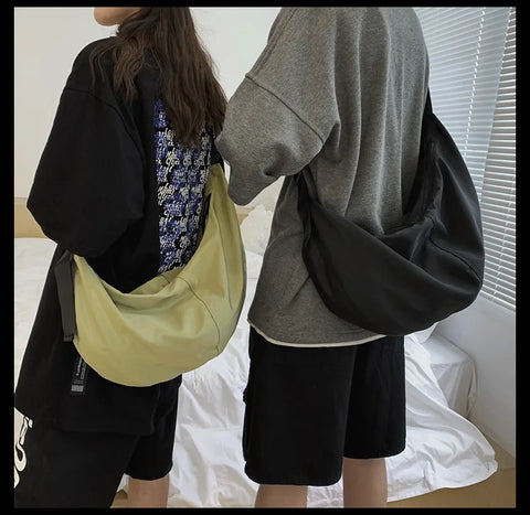 Workwear Bags for Women Hobos Messenger Bag Female Dumpling Bag Black College Student Large Capacity Shoulder Bag Men Cross Bag