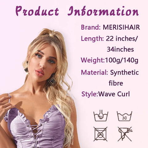 Synthetic Corn Wavy Long Ponytail For Women Hairpiece Wrap Around Hairpiece Hair Extensions