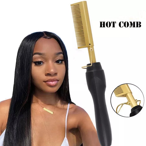 2 in 1  Electric Hot Heating Comb Hair Straightener Curler Wet Dry Hair Iron