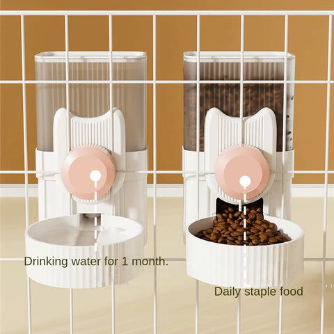 Pet Feeder Automatic 1L Cage Hanging Bowl Food/Water Dispenser Neck Protection Safe Materials Pet Supplies For Dog Rabbit Cat