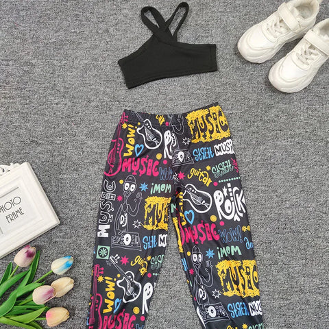 Conjunto Top Sin Mangas + Pantalones Ropa Estampada