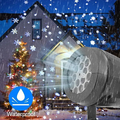 Proyector de luces navideñas para exteriores, lámpara de proyección LED impermeable para decoración navideña, luz láser de copo de nieve para fiestas, luces de escenario