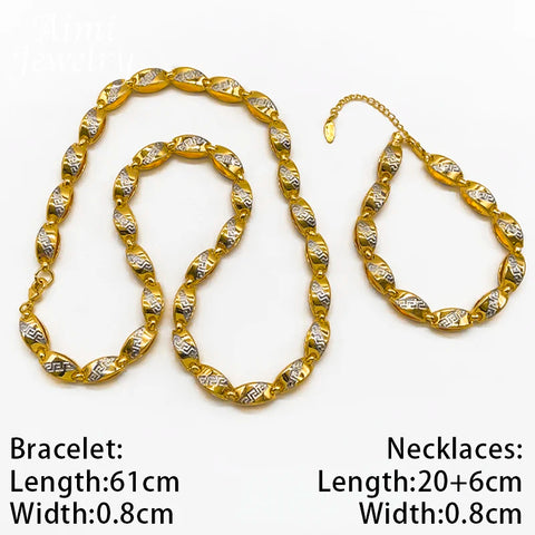 24inch Gold Plated Jewelry Set Chain Bracelet African Jewelry