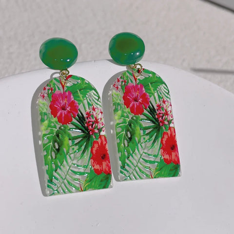 Colorful Acrylic Resin Earrings, Hand Painted