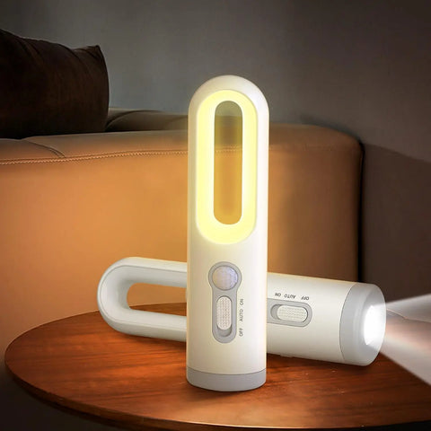 Luz nocturna con sensor de movimiento LED 2 en 1, linterna portátil con sensor de anochecer a amanecer