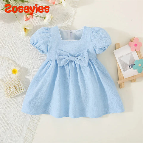 Vestido de verão para bebê menina cor sólida