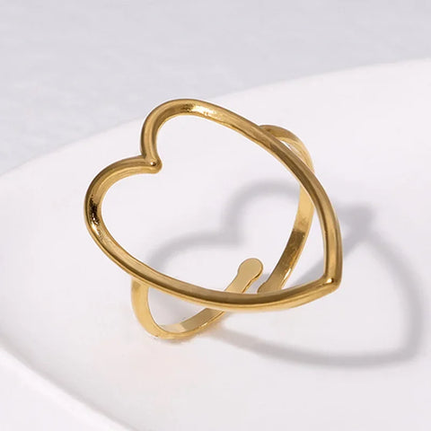 Gold Plated Personality Stainless Steel Rings For Women Adjustable Fashion Jewelry Irregular