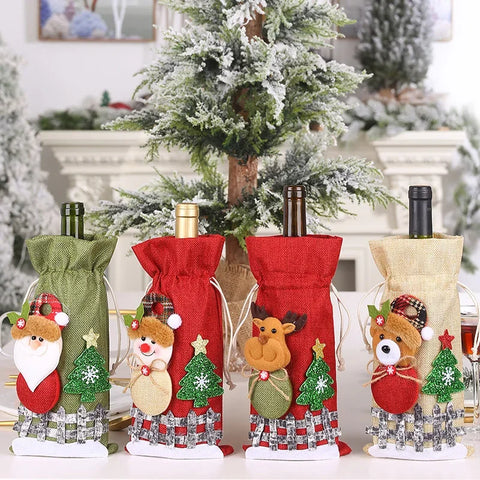 Christmas Wine Bottle Covers Bag Bottle Cover Sleeve Merry Christmas New Year Table Decorations