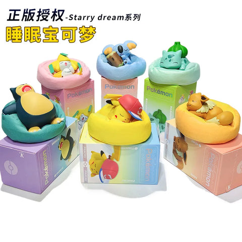 Pokémon Starry Dream Series Mini Figuras de Ação Criativas Dormindo