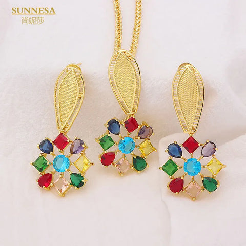 Dubai Jewelry Set Luxury Zircon 18K Gold Plated African Style