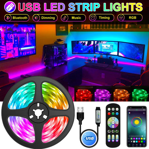 Luzes de tira de LED RGB Bluetooth APP Controle luzes LED Flexível Diodo Decoração Lâmpada Fita