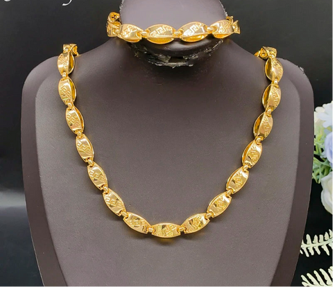 24inch Gold Plated Jewelry Set Chain Bracelet African Jewelry