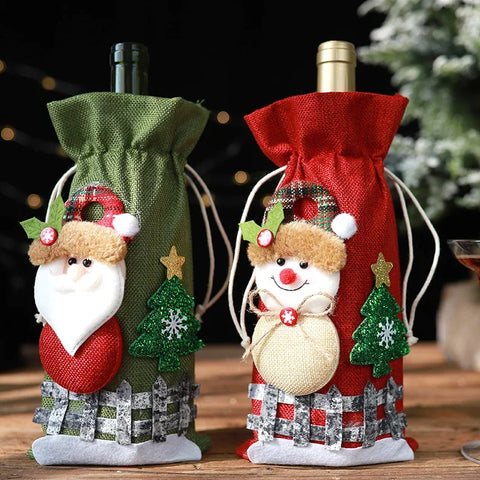 Christmas Wine Bottle Covers Bag Bottle Cover Sleeve Merry Christmas New Year Table Decorations